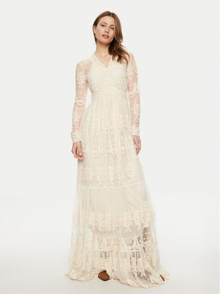 YAS Sukienka wieczorowa Seloise 26015997 Biały Regular Fit. Białe sukienki damskie YAS, bez wzorów, z bawełny, wizytowe, bez kołnierzyka, bez ramiączek. Za 519.99 zł.