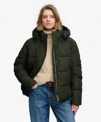 Superdry Premium Pikowana kurtka z kapturem z recyklingowanego poliestru –. Zielone kurtki męskie Superdry, bez wzorów, z materiału, z kapturem. Za 625.50 zł.
