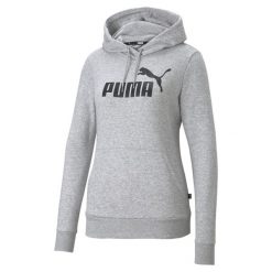 Damska bluza Essentials z kapturem i logo PUMA Light Gray Heather. Czarne bluzy damskie Puma, l, bez wzorów, klasyczne, bez ramiączek, z kapturem. Za 186.00 zł.