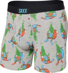 SAXX Bokserki męskie SAXX VIBE BOXER BRIEF PANTS DRUNK- GREY HEATHER S. Brązowe bokserki męskie Saxx, bez wzorów. Za 103.99 zł.