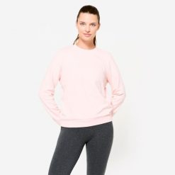 Bluza damska Domyos Gym & Pilates. Czerwone bluzy damskie DOMYOS, s, bez wzorów, z bawełny, klasyczne, bez ramiączek, bez kaptura. Za 49.99 zł.