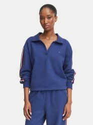 Tommy Hilfiger Bluza Rugby UW0UW06629 Niebieski Relaxed Fit. Niebieskie bluzy damskie Tommy Hilfiger, xs, bez wzorów, z bawełny, bez ramiączek, bez kaptura. Za 329.99 zł.
