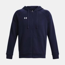 Męska bluza z kapturem fitness Under Armour Rival Fleece. Niebieskie bluzy męskie Under Armour, m, bez wzorów, z kapturem, na fitness i siłownię. Za 188.49 zł.