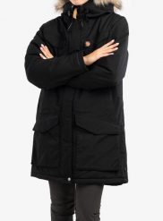 Płaszcz damski Fjallraven Nuuk Parka. Czarne parki damskie Fjällräven, na zimę, m, bez wzorów, z futra, bez kaptura. Za 2,372.75 zł.
