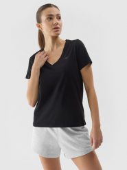 4F T-shirt gładki damski - czarny XS. Czarne t-shirty damskie 4F, xs, bez wzorów, z bawełny, sportowe, bez kołnierzyka, bez ramiączek. W wyprzedaży za 39.99 zł.