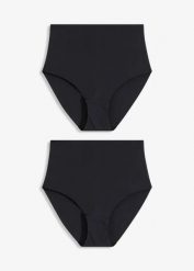 Bezszwowe figi o lekkim stopniu modelowania sylwetki (2 pary). Czarne majtki damskie bonprix. Za 77.99 zł.