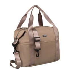 Shopperka beżowa Peterson PTN CTY-12. Brązowe shopperki damskie Peterson, bez wzorów, z nylonu, przez ramię, bez dodatków. Za 89.99 zł.