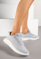 Szare Buty Sportowe Sneakersy z Tłoczonym Wzorem Amosira. Szare obuwie sportowe damskie Renee, na wiosnę, bez wzorów, z jeansu, bez zapięcia, trekkingowe. Za 74.99 zł.