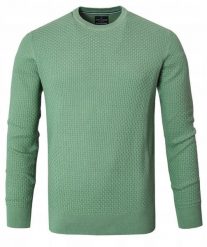 Lekki, Męski Sweter Bawełniany - Pako Jeans - Jasnozielony. Zielone swetry męskie Pako Jeans, l, bez wzorów, z bawełny, biznesowe, bez kołnierzyka, bez ramiączek. Za 189.00 zł.