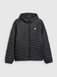 4F Kurtka z wypełnieniem syntetycznym męska - czarna S. Czarne kurtki męskie 4F, m, bez wzorów, z materiału, z kapturem. Za 299.99 zł.