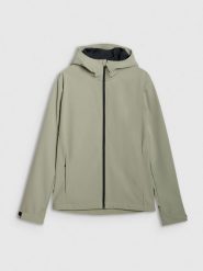4F Kurtka softshell wiatroodporna membrana 5000 męska - oliwkowa/khaki L. Brązowe kurtki męskie 4F, l, bez wzorów, z dzianiny, z kapturem, windstopper. W wyprzedaży za 199.99 zł.