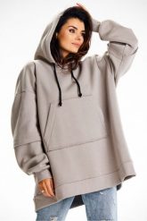 Bluza damska oversize z kapturem bawełna premium szara. Szare bluzy damskie Infinite You, l, z aplikacjami, z bawełny, eleganckie, bez ramiączek, z kapturem. Za 299.00 zł.