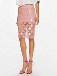 ROTATE Spódnica ołówkowa Dula 1134461922 Różowy Slim Fit. Czerwone spódnice damskie ROTATE, bez wzorów, z syntetyku, ołówkowe. Za 589.99 zł.