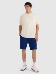 4F Spodenki dresowe regular męskie - granatowe XXL. Niebieskie szorty męskie 4F, bez wzorów, z bawełny, sportowe. W wyprzedaży za 69.99 zł.