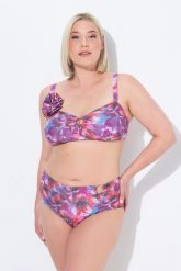 Damskie Bikini brokat miękkie miseczki regulowane ramiączka z recyklingu. Czerwone stroje kąpielowe damskie Ulla Popken, plus size, bez wzorów, z elastanu. Za 201.99 zł.