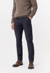 Bawełniane chino R-RICK. Niebieskie eleganckie spodnie męskie Volcano, bez wzorów, z bawełny, eleganckie. Za 179.99 zł.