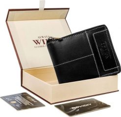 Always Wild Skórzany Portfel Męski Na Suwak Z Kontrastowymi Przeszyciami !. Portfele męskie Always Wild, bez wzorów. Za 178.95 zł.