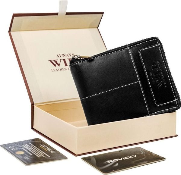 Always Wild Skórzany Portfel Męski Na Suwak Z Kontrastowymi Przeszyciami !. Portfele męskie Always Wild, bez wzorów. Za 178.95 zł.
