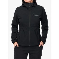 Kurtka softshell damska Columbia Heather Canyon II Hooded Softshell. Czarne kurtki sportowe damskie Columbia, bez wzorów, z softshellu, bez ramiączek, bez kaptura, trekkingowe. Za 456.69 zł.