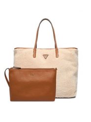 Guess Torebka Victoria HWWG95 14290 Écru. Shopperki damskie Guess, z aplikacjami, z materiału, bez dodatków. Za 579.99 zł.
