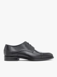 Czarne wizytowe półbuty. Czarne buty wizytowe męskie Ryłko, bez wzorów, z materiału, bez obcasa, bez zapięcia. Za 449.99 zł.