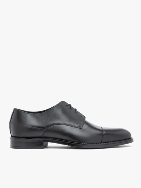 Czarne wizytowe półbuty. Czarne buty wizytowe męskie Ryłko, bez wzorów, z materiału, bez obcasa, bez zapięcia. Za 449.99 zł.