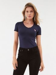 Guess T-Shirt W2YI45 J1314 Granatowy Slim Fit. Niebieskie t-shirty damskie Guess, l, z aplikacjami, z bawełny, bez kołnierzyka, bez ramiączek. Za 129.99 zł.