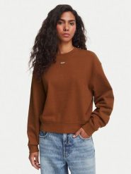 HUGO Bluza Delessa 50534344 Brązowy Regular Fit. Brązowe bluzy damskie Hugo, xl, bez wzorów, z bawełny, bez ramiączek, bez kaptura. Za 359.99 zł.