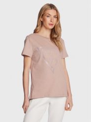 Guess T-Shirt Adele V2YI07 K8HM0 Różowy Regular Fit. Czerwone t-shirty damskie Guess, xxs, z aplikacjami, z bawełny, bez kołnierzyka, bez ramiączek. Za 189.99 zł.