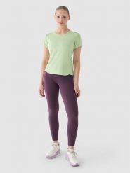 4F Legginsy do biegania z wysokim stanem damskie - fioletowe S. Fioletowe legginsy damskie 4F, bez wzorów, z dzianiny. W wyprzedaży za 99.99 zł.