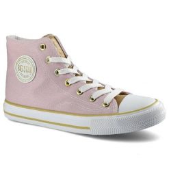 Trampki damskie Big Star, materiałowa sznurowana cholewka na klasycznym płaskim gumowym spodzie, nude, HH274447. Czerwone trampki i tenisówki damskie BIG STAR, bez wzorów, z gumy, za kostkę, bez zapięcia. Za 71.99 zł.