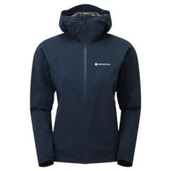 Kurtka przeciwdeszczowa z kapturem dla kobiet Montane Minimus Lite. Niebieskie kurtki sportowe damskie Montane, bez wzorów, bez ramiączek, z kapturem, trekkingowe. W wyprzedaży za 900.90 zł.