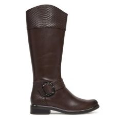 Oficerki Caprice. Brązowe kozaki damskie Caprice, bez wzorów, bez obcasa, na płaskiej podeszwie, bez zapięcia. Za 739.99 zł.