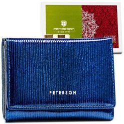 Portfel damski Peterson PTN 15-09-PR niebieski. Niebieskie portfele damskie Peterson, ze skóry. Za 104.00 zł.