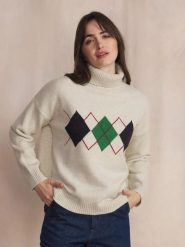 Sweter damski TBS Burlicol. Białe swetry nierozpinane damskie TBS, na zimę, m, bez wzorów, z dzianiny, eleganckie, bez kołnierzyka, bez ramiączek. Za 274.50 zł.
