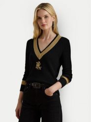 LAUREN RALPH LAUREN Sweter 200979666001 Czarny Relaxed Fit. Czarne swetry nierozpinane damskie Lauren Ralph Lauren, m, bez wzorów, z wiskozy, bez kołnierzyka, bez ramiączek. Za 969.99 zł.