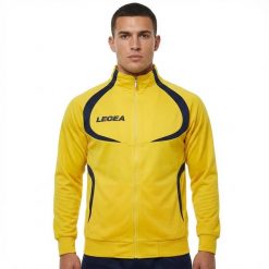 Kurtka Damska Biegowa Singapur Żółto-Niebieska. Niebieskie kurtki sportowe damskie Legea, xs, bez wzorów, z materiału, bez ramiączek, z kapturem, do biegania. Za 72.00 zł.