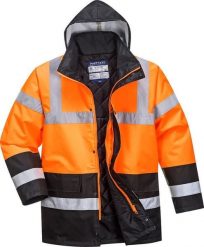 Kurtka męska Portwest S467 - Dwukolorowa kurtka ostrzegawcza Traffic - pomarańczowy 5XL. Brązowe kurtki męskie Portwest, m, bez wzorów, bez kaptura. Za 162.94 zł.