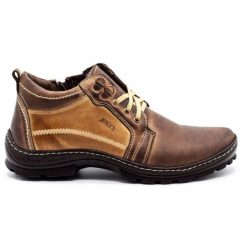 Joker Buty męskie zimowe 592 brązowe. Brązowe botki męskie na zimę, bez wzorów, ze skóry, bez obcasa, bez zapięcia. Za 438.49 zł.