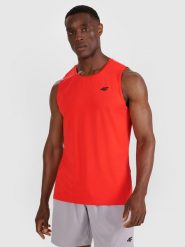 4F Tank top treningowy szybkoschnący męski - czerwony XXL. Czerwone koszulki sportowe męskie 4F, m, bez wzorów, z elastanu, bez ramiączek, na fitness i siłownię. Za 69.99 zł.