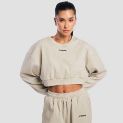 Bluza damska krótka oversize bez kaptura szara Aura. Szare bluzy damskie GYMBEAM, m, bez wzorów, z bawełny, bez ramiączek, bez kaptura. Za 118.90 zł.