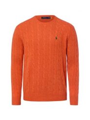 Polo Ralph Lauren sweter z dzianiny z zawartością kaszmiru Mężczyźni Wełna pomarańczowy, XL. Brązowe swetry męskie Polo Ralph Lauren, m, bez wzorów, z dzianiny, klasyczne, bez kołnierzyka, bez ramiączek. Za 1,199.95 zł.