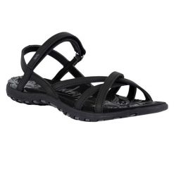 Sandały Damskie Kimbra. Brązowe sandały damskie Trespass, bez wzorów, z materiału, bez obcasa, bez zapięcia. Za 216.99 zł.