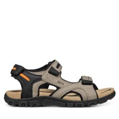 Sandały Geox. Brązowe sandały męskie Geox, bez wzorów, bez zapięcia. Za 359.99 zł.
