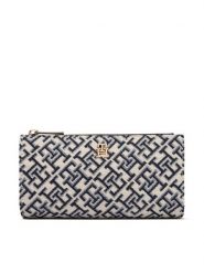 Tommy Hilfiger Portfel Th Icon Long Bifold Jacquard AW0AW19003 Niebieski. Niebieskie portfele damskie Tommy Hilfiger, z materiału. Za 289.99 zł.
