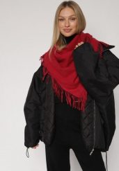 Bordowy Trójkątny Szalik z Wiskozy i Bawełny z Frędzlami Vetirala. Czerwone szaliki damskie Born2be, bez wzorów, z bawełny. Za 44.99 zł.