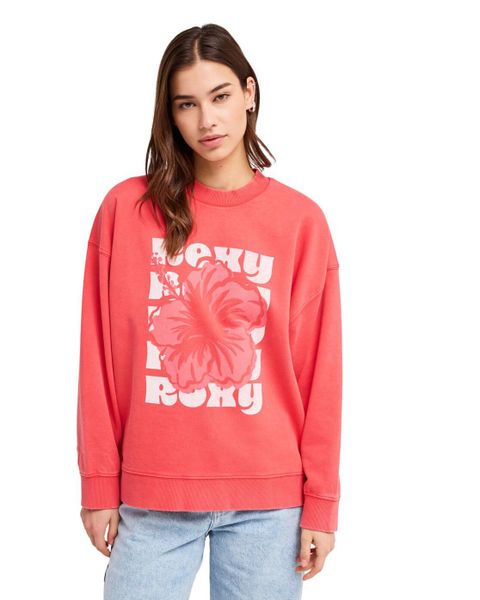 Bluza dla Kobiety LINEUP TERRY Czerwony. Czerwone bluzy damskie Roxy, m, bez wzorów, z bawełny, vintage, bez ramiączek, bez kaptura. Za 125.00 zł.