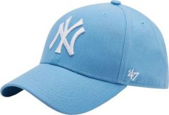 Czapka z daszkiem - New York Yankees Czapka regulowana. Niebieskie czapki damskie 47 Brand, bez wzorów, z materiału. Za 190.50 zł.