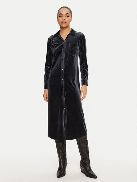 Wrangler Sukienka koszulowa 112356506 Czarny Slim Fit. Czarne sukienki damskie Wrangler, xs, bez wzorów, z syntetyku, bez kołnierzyka, bez ramiączek, koszulowe. Za 269.99 zł.