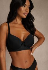 Czarny Biustonosz o Gładkim Wykończeniu z Kokardką Phiphise. Czarne biustonosze Renee, bez wzorów. Za 24.99 zł.